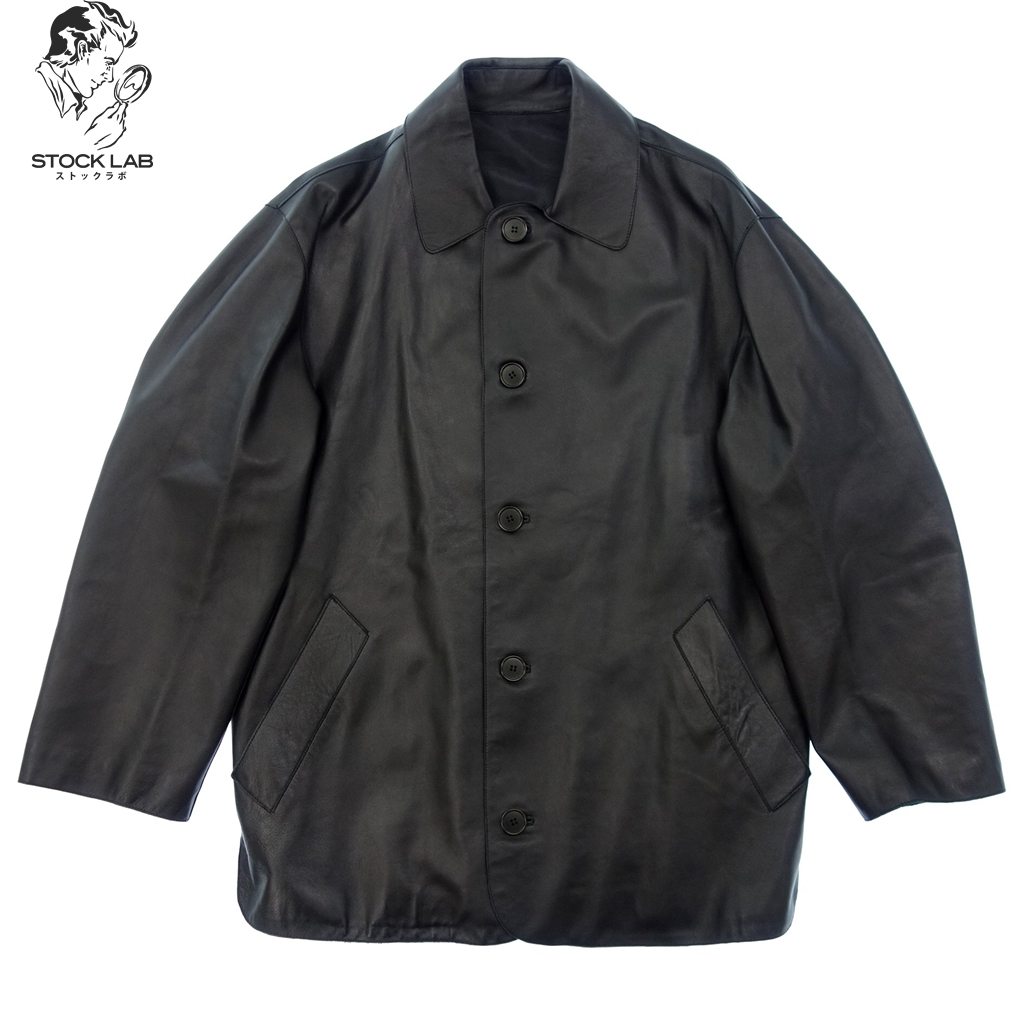 極美品◆FENDI フェンディ レザージャケット コート 46 黒 メンズ