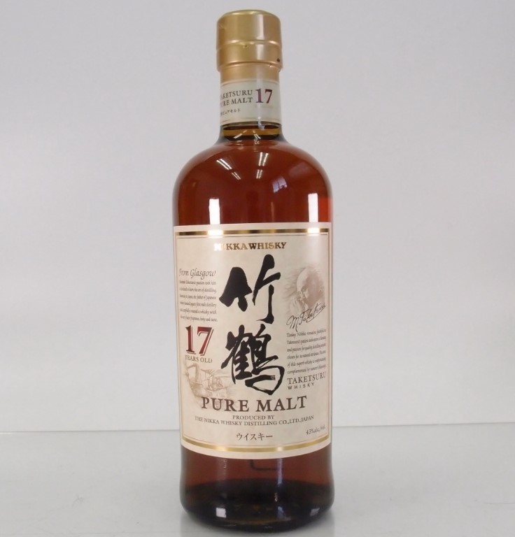 竹鶴17年 買取 茨城日立 ｜ニッカウヰスキー竹鶴17年ピュアモルト43度700mlを高価買取しました。