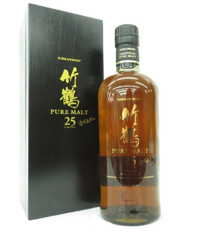 竹鶴25年 買取 甲府 ｜NIKKA ニッカ 竹鶴 25年 ピュアモルト ウイスキー 700ml 43％ 木箱付を