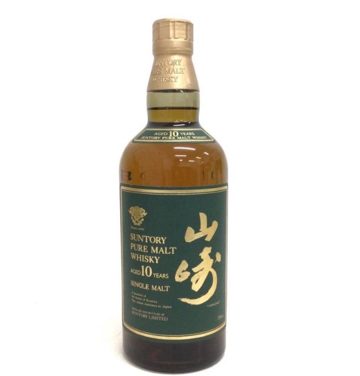山崎10年 買取 姫路 ｜ウイスキー サントリー 山崎 10年 ピュアモルト 金花 グリーンラベル 700ml 40%を