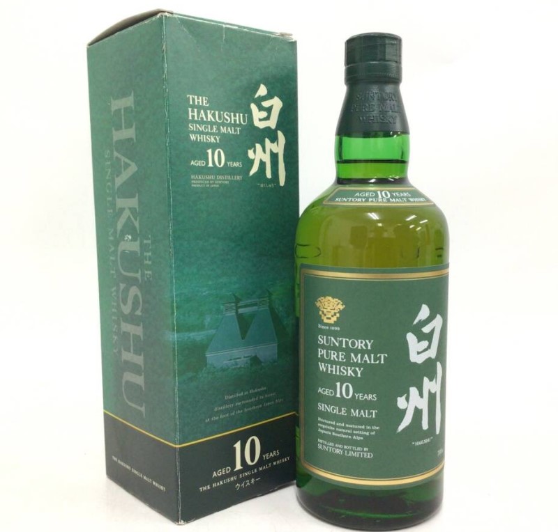 白州10年 買取 千葉 ｜ウイスキー whisky サントリー 白州 10年 ピュアモルト グリーンラベル 700ml 40%を