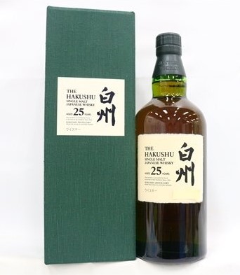 白州25年 買取 谷町九丁目 ｜サントリー 白州 25年 シングルモルト 新ボトル 700ml 43％ 箱付き ジャパニーズを
