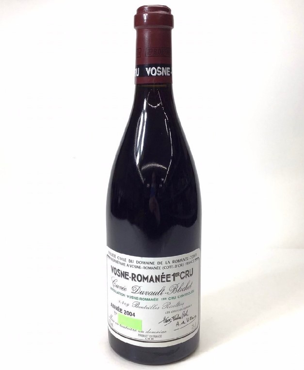 DRCヴォーヌロマネ 買取 池袋 ｜2004 DRC ヴォーヌ ロマネ プルミエクリュ キュヴェ デュボー ブロシェ 750ml 13％を