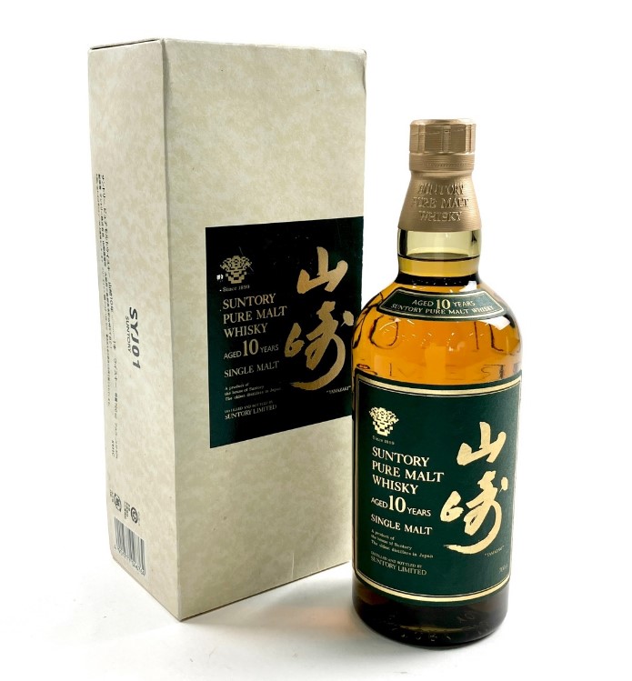 山崎10年 買取 横浜 ｜サントリー SUNTORY 山崎 10年 ピュアモルト グリーンラベル 700ml 国産ウイスキーを