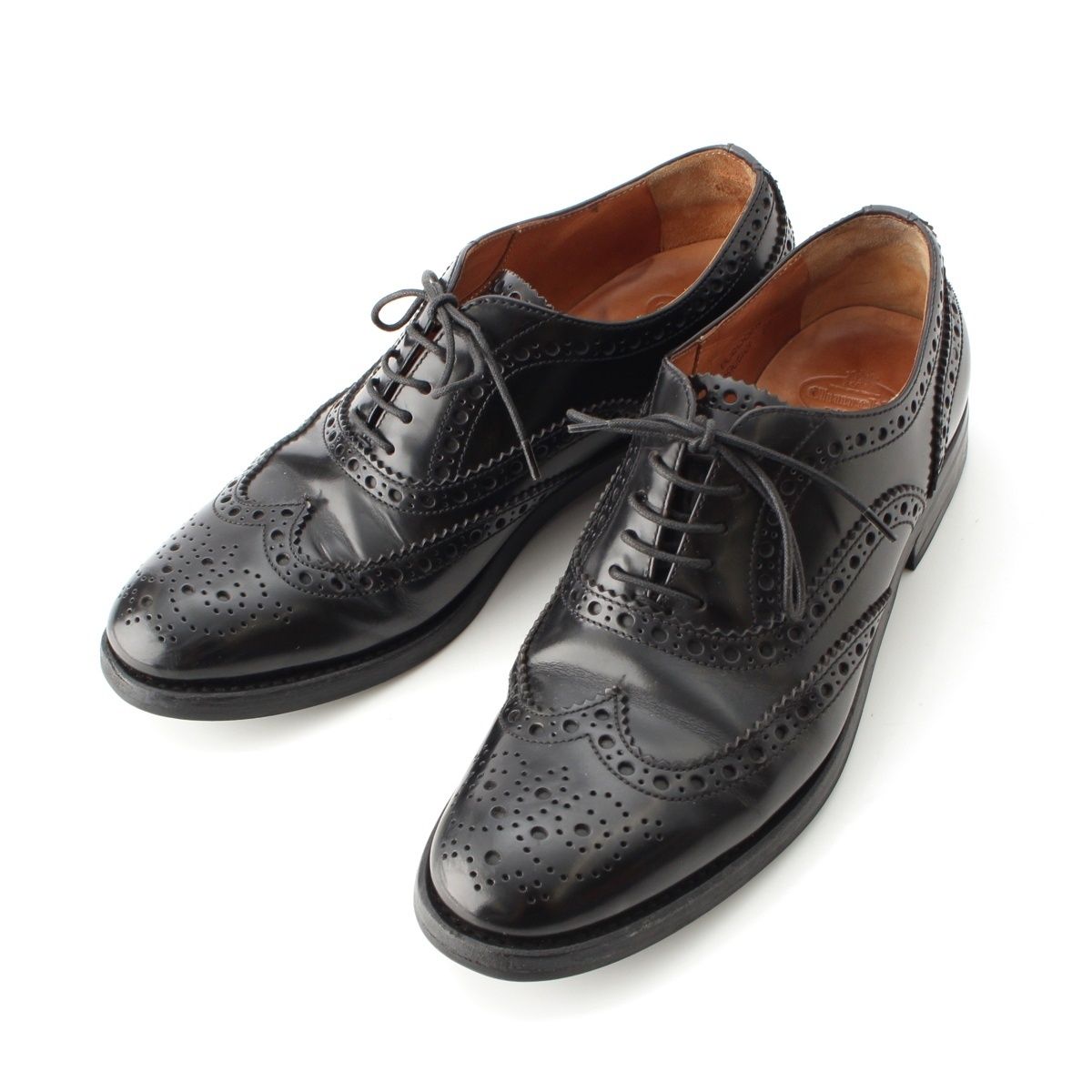 ウィングチップシューズ レディース ｜紳士靴[チャーチ ポリッシュドバインダーカーフ BURWOOD ウィングチップ フルブローグ ドレスシューズ ブラック 37]を革靴