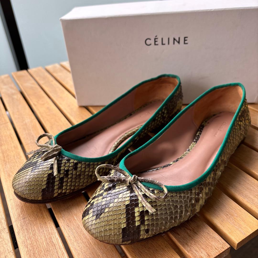 セリーヌのリボン ｜その他 セリーヌ [CELINE バレエシューズ 38 25cm ライトグリーン] を革靴