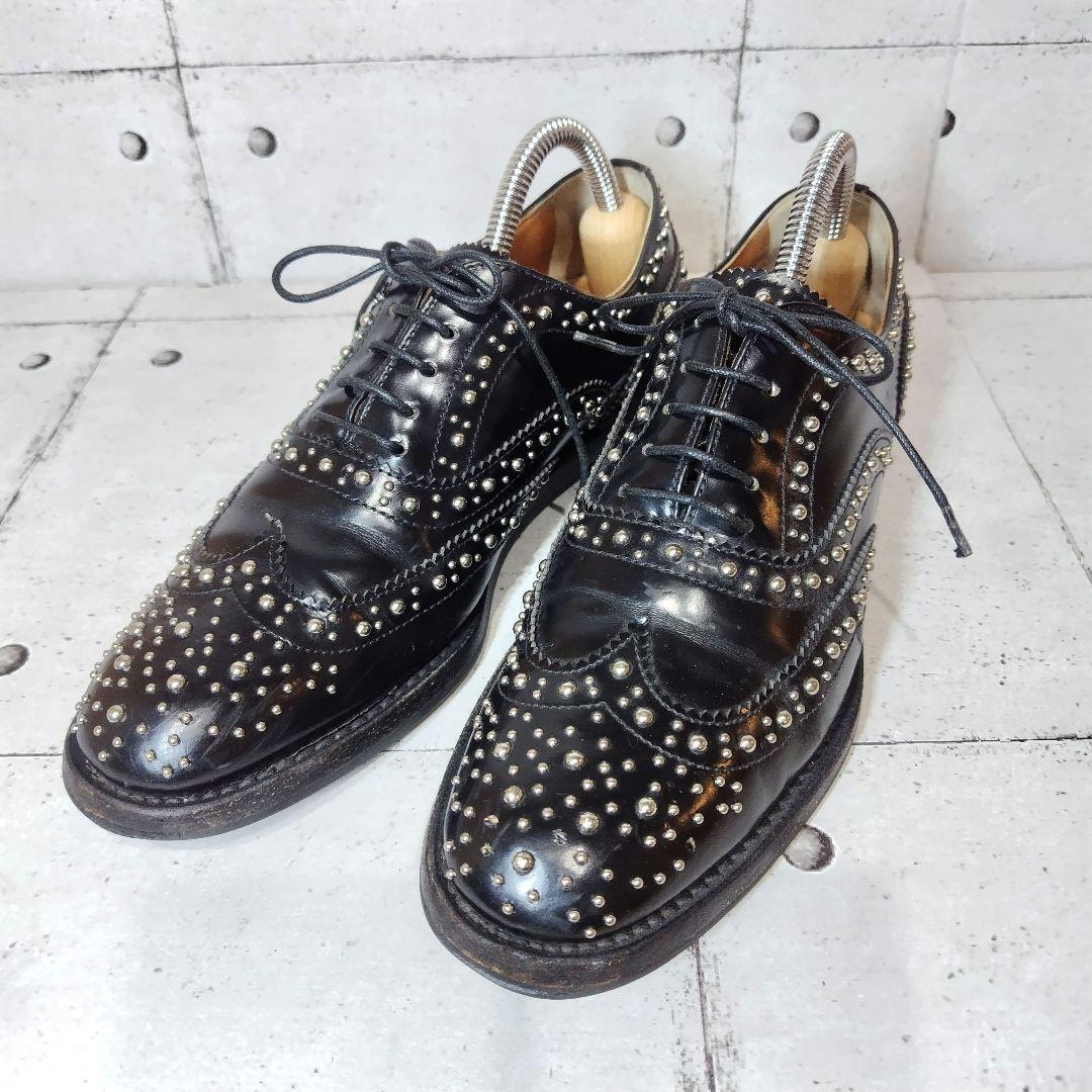 チャーチ バーウッド スタッズ ｜紳士靴[チャーチ BURWOOD スタッズ 37 黒 ウィングチップ バーウッド ]を革靴